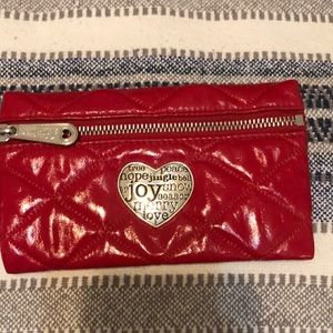 Red leather makeup bag